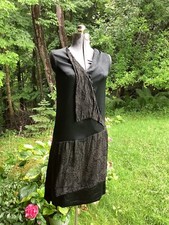 Vintage Antique 1920  s Flapper DRESS Darling  32-32-36 Textured Floral Panels