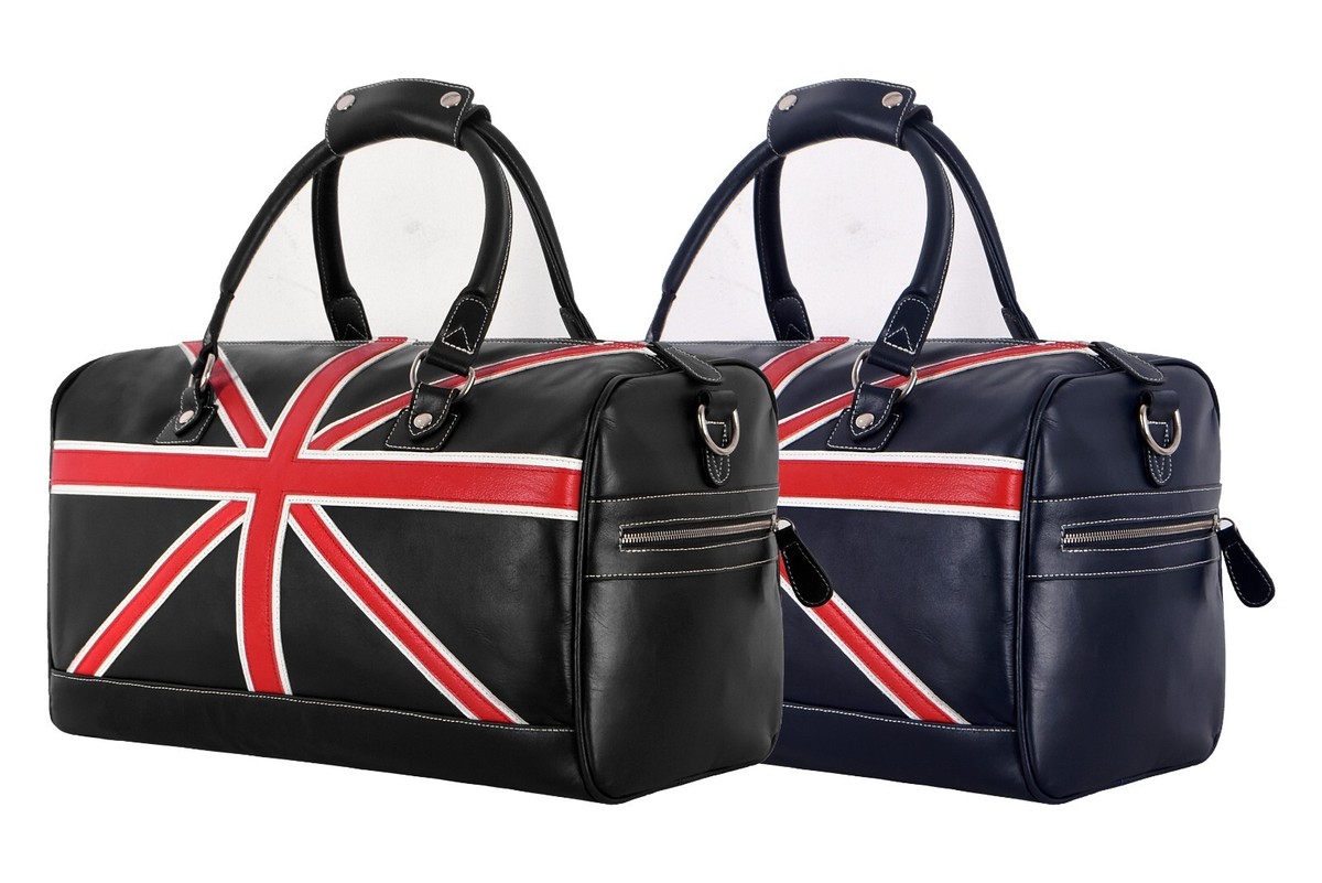 UNION JACK FLAG Weekend Bag Genuine Leather Luggage Travel