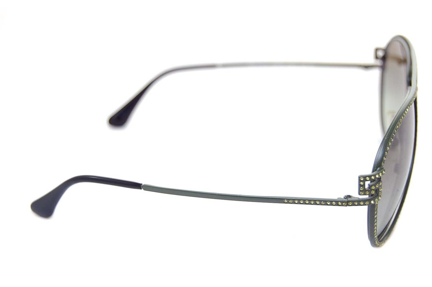 VERSACE 2171B 1392/8E Women Large DIAMANTE Pilot Sunglasses Military Green RARE! image 3