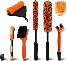 7PCS Motorcycle Cleaning Kit, 2-Size Bendable Wheel Brush, Tire and Chain Brush,