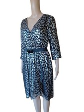 Trina Turk Womens Long Sleeve Faux Wrap Silk Sheath Dress Knee Length Size 8