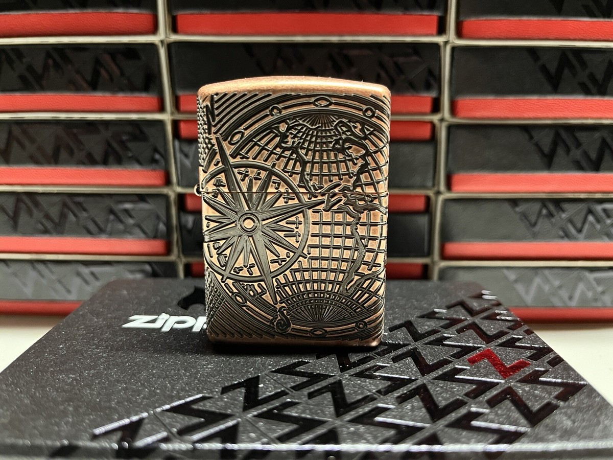 Zippo Armor Windproof Deep Carved World Map Designed Lighter Zippo Armor Windproof Deep Carved World Map Designed Lighter