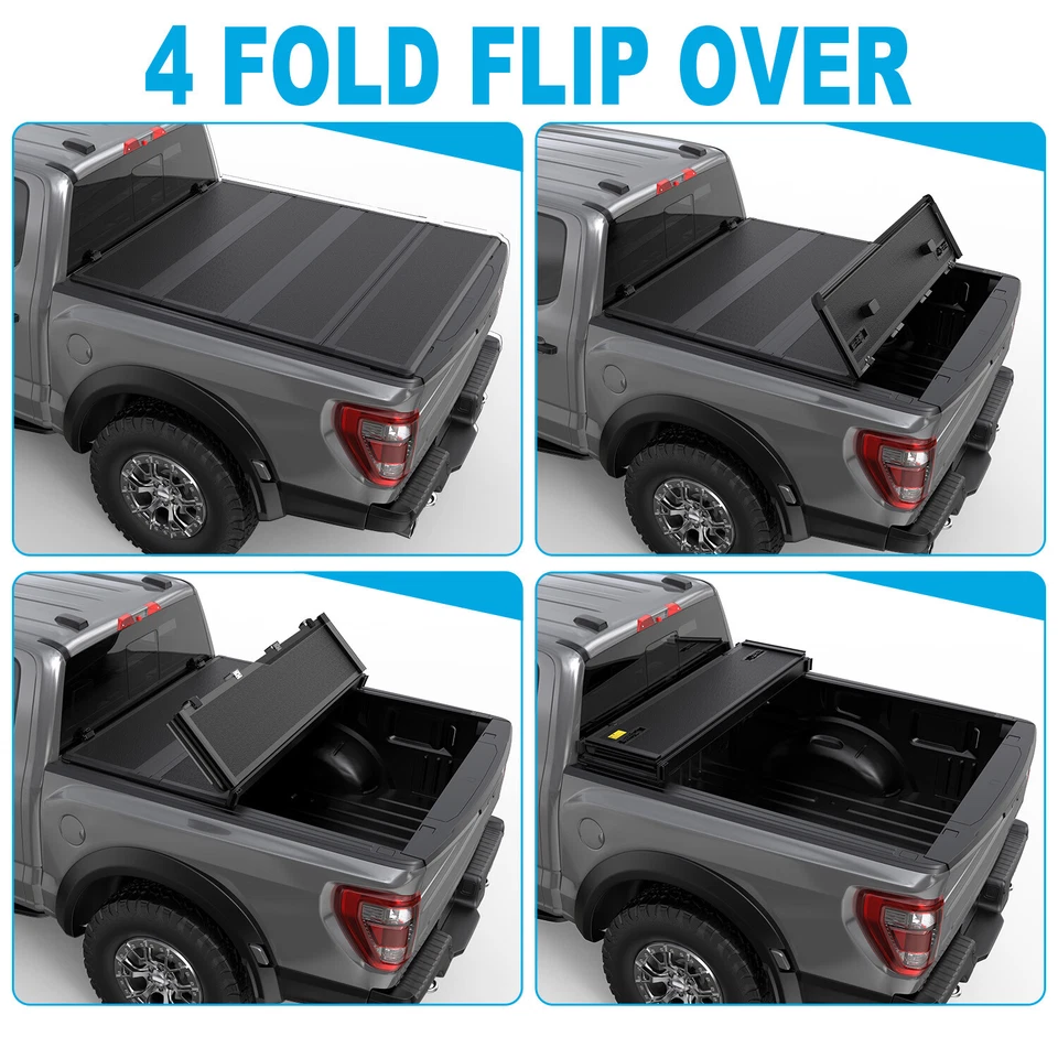 6.5/6.6ft Hard FRP Tonneau Cover For 2004-2014 Ford F-150 4-Fold Truck Cover - Image 4 of 4