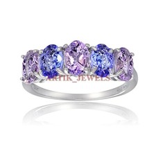 Naturale Ametista E Tanzanite Gemma Con 925 Argento Sterling Donna Anello 3250
