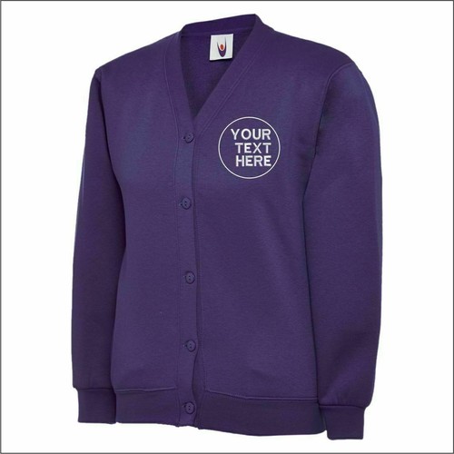 Personalised Custom Embroidered Uneek Kids Cardigan School Uniform Button Jumper - Picture 13 of 16