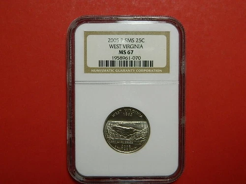 2005 P West Virginia State Quarter SMS MS67 NGC Free Shipping