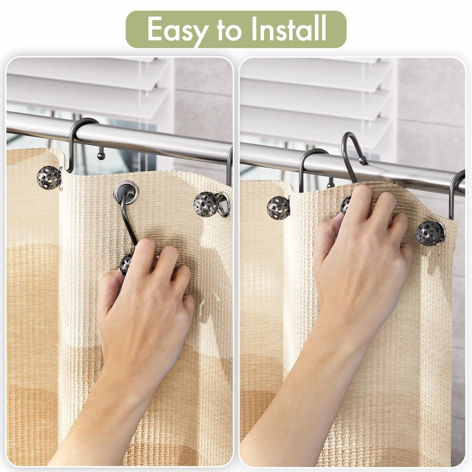 12Pcs Shower Curtain Rings Hooks Rustproof Voile Stainless Steel Bathroom Shower - image 4 of 4