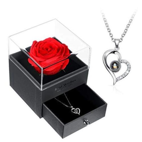 I Love You Necklace 100 Languages Projection Heart Pendant Necklace Silver