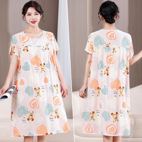 Women Short Sleeve Nightgown Sleep Shirt Pajama Dress Home Shirt Nightshirt - Picture 3 of 29