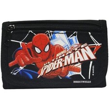Marvel Ultimate Spiderman Kids Tri-Fold Wallet Coin Holder Bag Black 