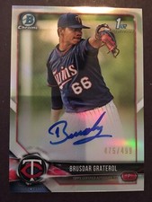 2018  Bowman Chrome Prospect BRUSDAR GRATEROL Refractor Auto /499 DODGERS