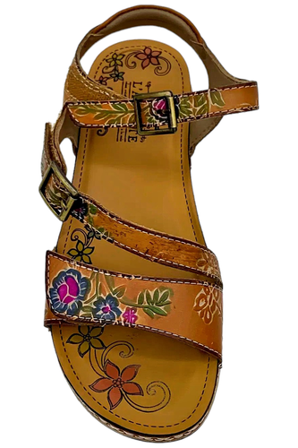 L'Artiste x Jane & Coco Leather Sandals Camel - Picture 2 of 3