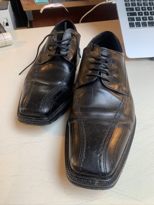 ECCO Shoes Mens UK9 Black City Brogue Dress Shoe Leather EU43 Wide Oxfords