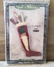 Indygo Junction Wool n Whimsy Checking It Twice 15'' Stocking Kit 2001 Sewing