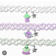 Claire’s Best Friend Glow in the Dark Space Alien Choker Necklaces Celestial