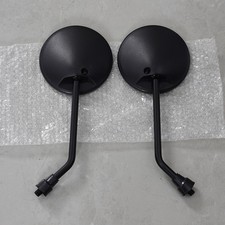 Pair Motorcycle Mirrors 10mm Thread M10 Black Round Left &Right Classic  Retro