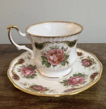 Vintage Queens Fine China Balmoral Rosina Tea Cup and Saucer Roses Cottagecore