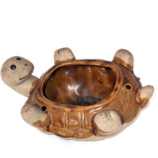 Fioriera tartaruga vintage ceramica figura succulenta vaso smalto marrone ceramica animale