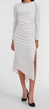 NEW EXPRESS Velvet Ruched Side Asymmetrical Midi Dress Size Large