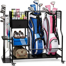 Golf Bag Organizer for Garage, Golf Bag Storage Rack with 6 Club Slots, Golf Clu