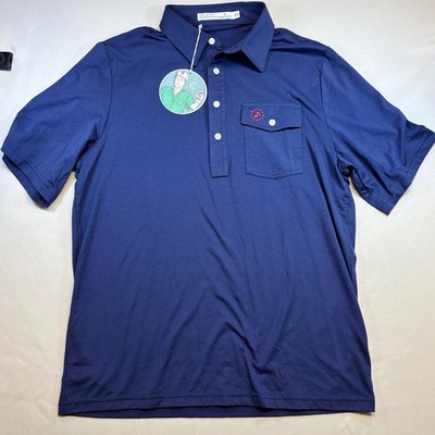 Criquet Players Polo Shirt Mens M Blue Eagle Guitar Stars Performance NWT