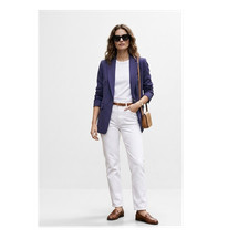 Jones New York Women's Blue Solid One-Button Notch Lapel Lined Blazer 10