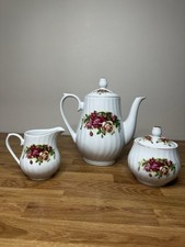 Royal Norfolk Country Roses Tea Coffee, Sugar And Creamer Pot Set