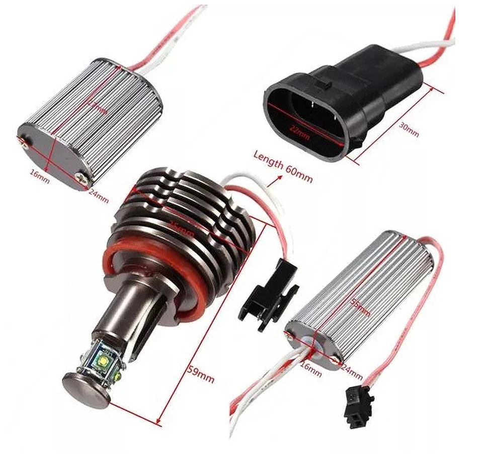 Fit BMW Canbus Angel Eye E70 E90 E92 H8 HALO RING 20W LED White Light Bulbs G7 - Image 4 of 4