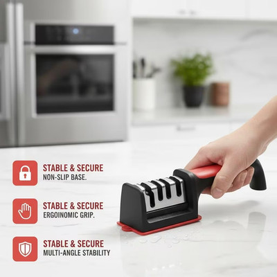 4-Stage Knife Sharpener - Professional Manual Sharpener 