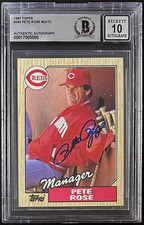 Pete Rose Signed 1987 Topps Card #393 Beckett 17085580 Cincinnati Reds Auto 10