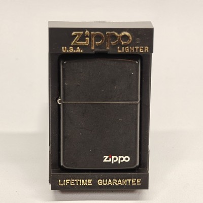 Zippo Black Matte Logo Windproof Lighter w/ Box V Insert Sparking USA
