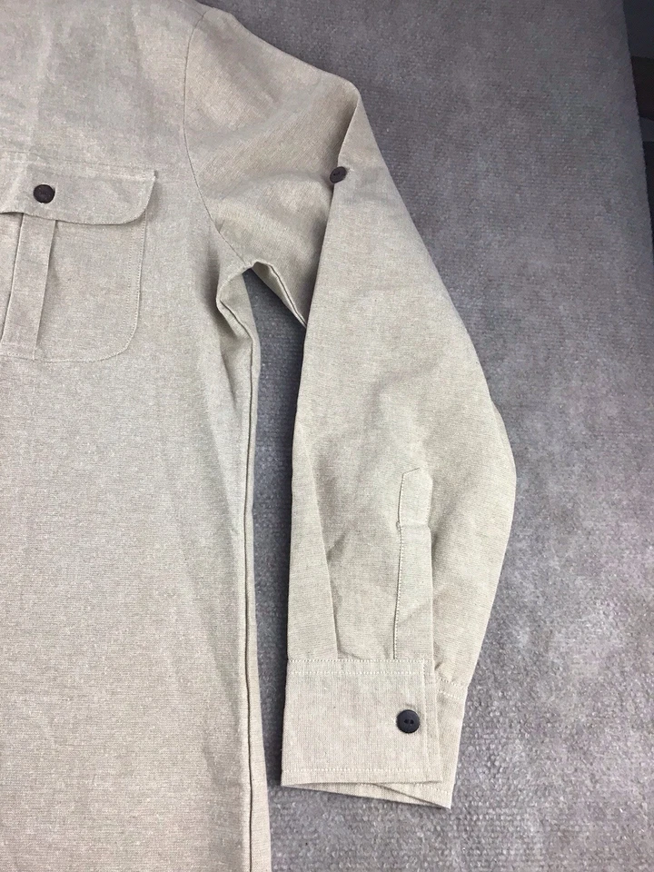 Celtic Fusion Irish Design Men's Beige/Tan Cotton Collarless Shirt Sz XXL NWT  - Image 4 of 4