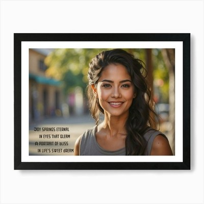 Portrait Of A Young Woman Smiling E Framed Wall Art Poster Canvas Print Picture