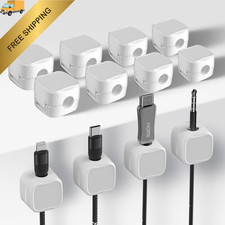 12 Pack Cable Clips, Cord Organizer, Holder for Nightstand, white