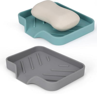 #ad Silicone Soap Dish for Shower with Self Draining 2 Pack Soap Holder for Bathroo $8.32