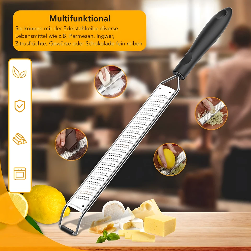 AVANA Zester Reibe aus Edelstahl mit Schutzabdeckung Käsereibe Handreibe Raspel - Bild 4 von 4