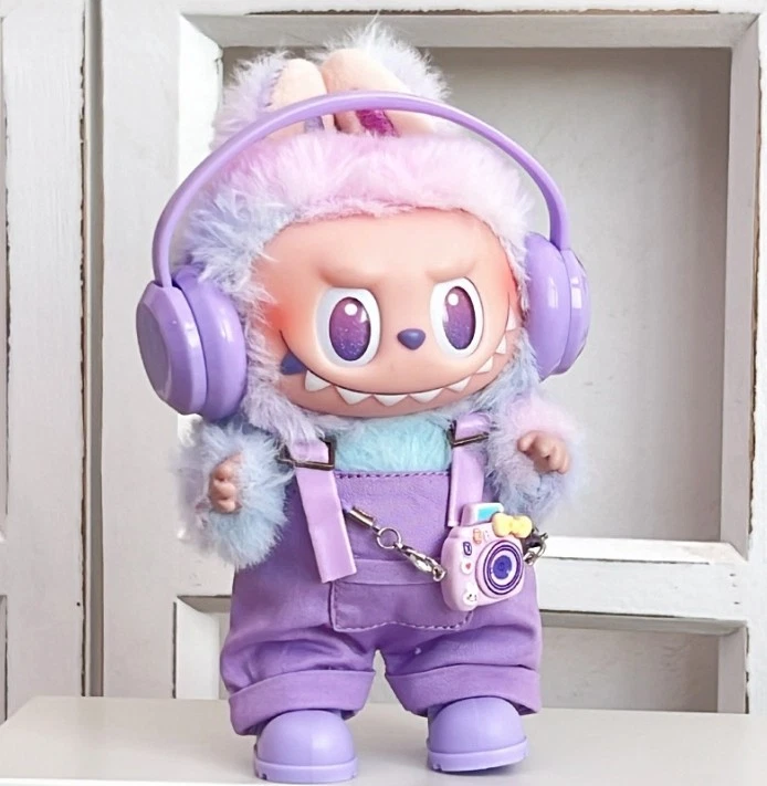 (No Dolls) Set For 17cm LABUBU Clothes The Monsters Plush Doll Purple Shoes Suit - Image 2 of 4