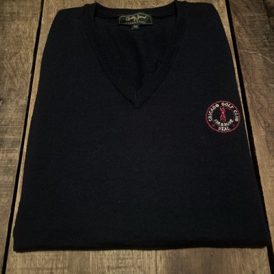 Chicago Golf Club Bobby Jones Vest Mens Medium NBlue 100 Wool Far & Sure