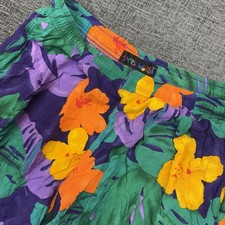 Vintage Jams World Shorts Men  s Small Floral Bright Drawstring Retro Beach