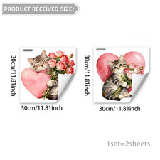 Decorative Cat Heart Window Stickers for Windows Mirrors Doors Living Area 2pcs