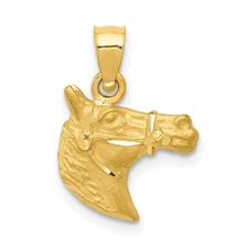14k Yellow Gold Diamond-cut Horse Pendant Perfect Gift for Her