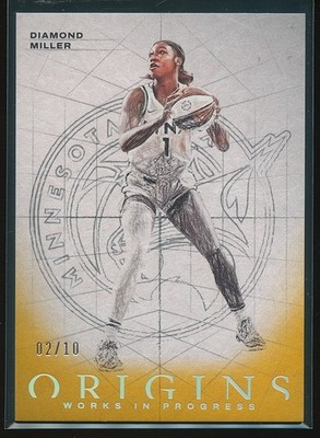 Diamond Miller 2023 Panini Origins WNBA Works in Progress Gold #2 Rookie RC /10