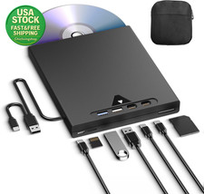 External Blu Ray Drive for Laptop 7 in 1 USB 3.0 Type-C 3D Burner for Windows