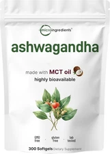 Ashwagandha Supplements 6,000mg Per Serving | 300 Coconut MCT Oil Softgels... 