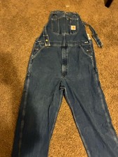 Carhartt Men's Blue Denim Bib Overalls 100 Cotton 38x34 R07 DST