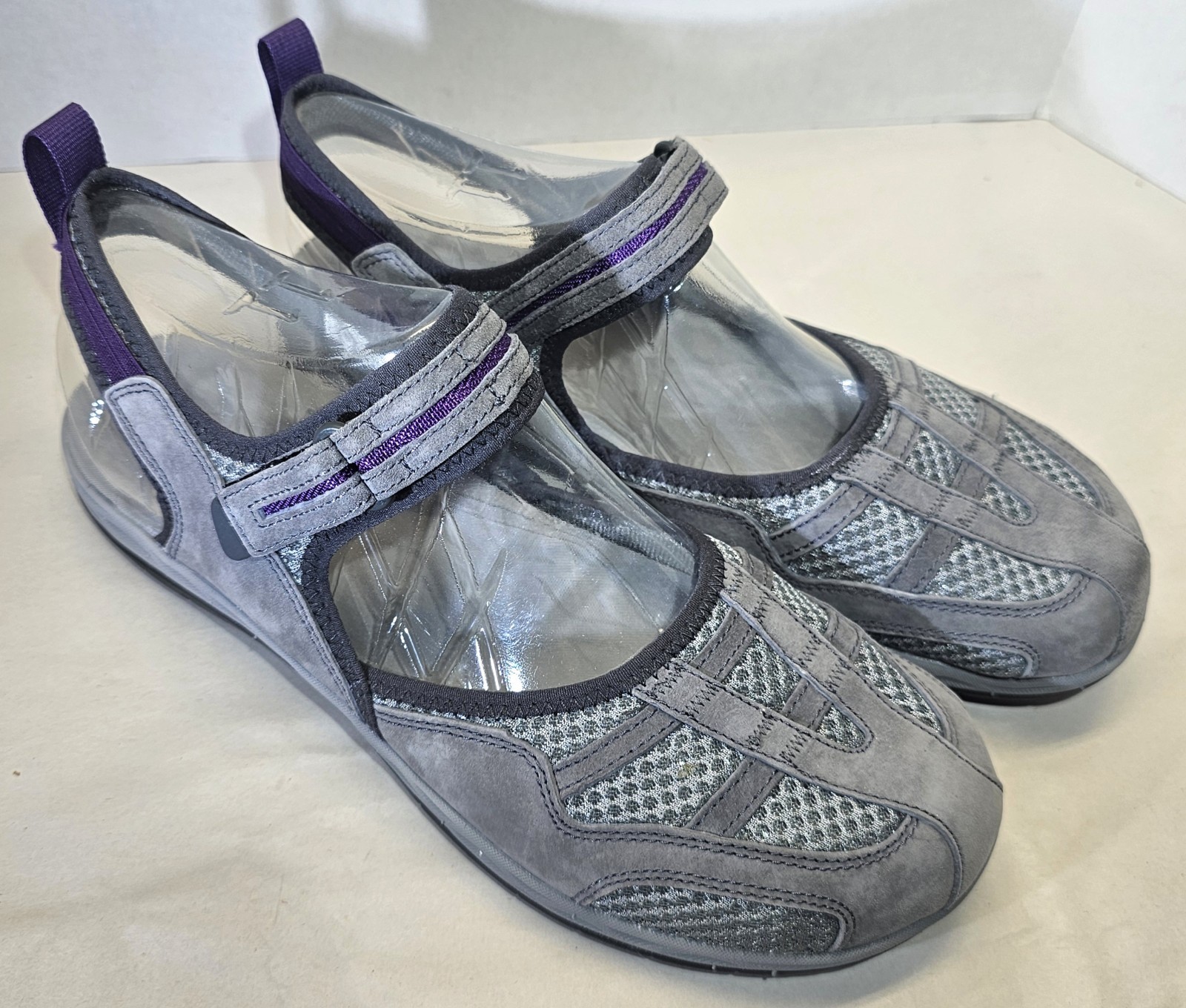 Merrell sandali donna grigio viola nero sirena 2 avvolgenti gancio e passante scamosciati taglia 11M