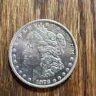 1878-P Morgan Silver Dollar. Blast White W/ Beautiful Toning In Corner. VF-AU