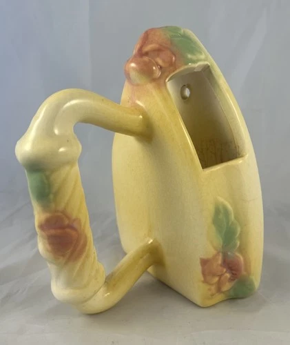 Vintage 1940s Hull Pottery Sunglow Sad/Flat Iron Wall Pocket Vase Yellow Pink 6"