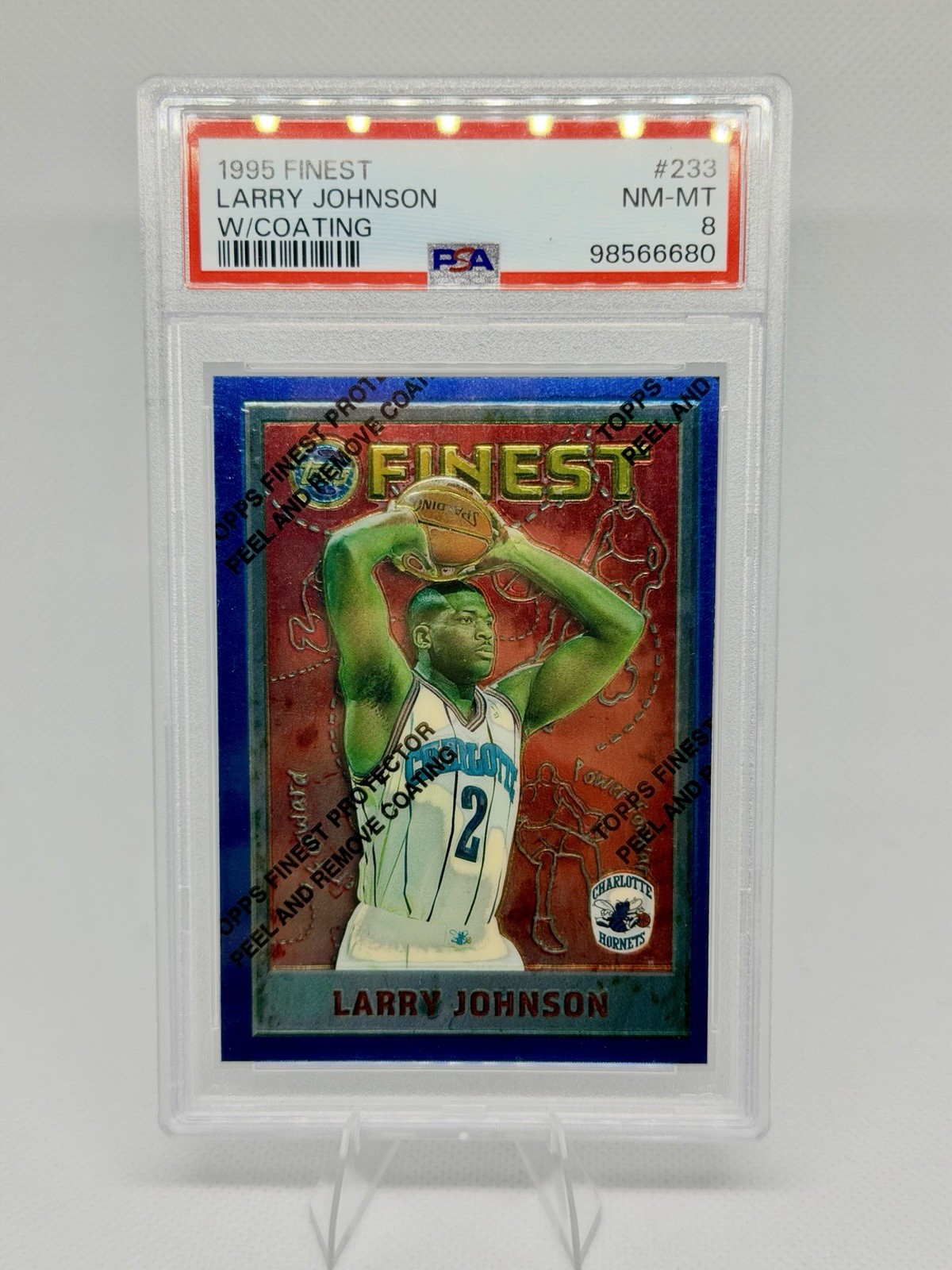 1995-96 Topps Finest W/Coating Larry Johnson #233 PSA 8 Pop 2 Hornets