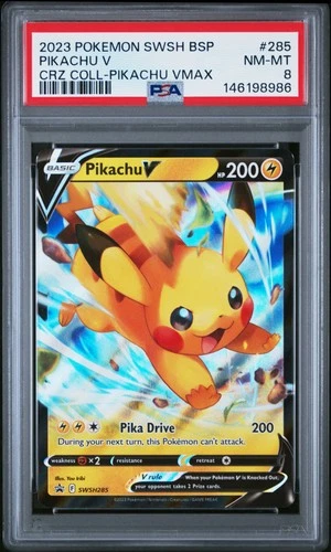 2023 POKEMON SWSH CROWN ZENITH COLLECTIONS #285 PIKACHU V PSA 8